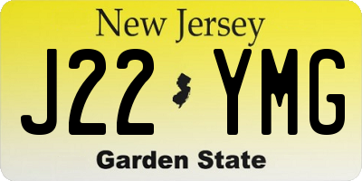 NJ license plate J22YMG