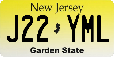 NJ license plate J22YML