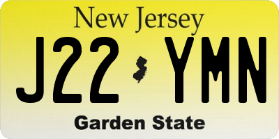 NJ license plate J22YMN