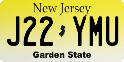 NJ license plate J22YMU