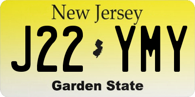 NJ license plate J22YMY