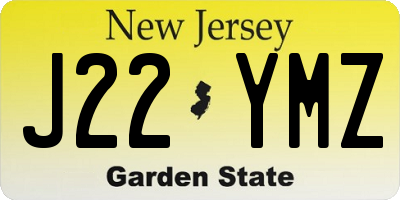 NJ license plate J22YMZ