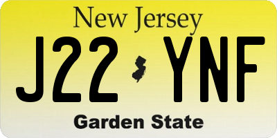 NJ license plate J22YNF