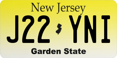 NJ license plate J22YNI