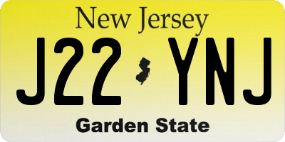 NJ license plate J22YNJ