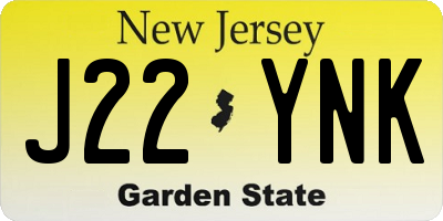 NJ license plate J22YNK
