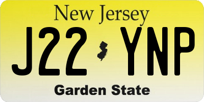 NJ license plate J22YNP