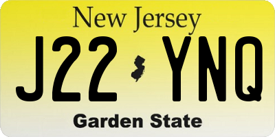 NJ license plate J22YNQ