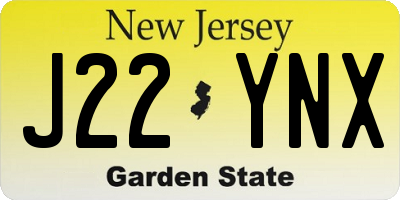 NJ license plate J22YNX