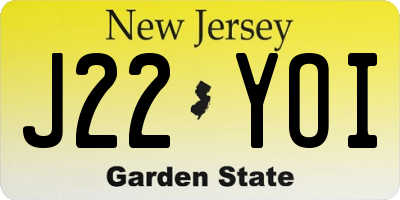 NJ license plate J22YOI