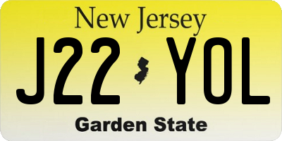 NJ license plate J22YOL