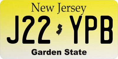 NJ license plate J22YPB