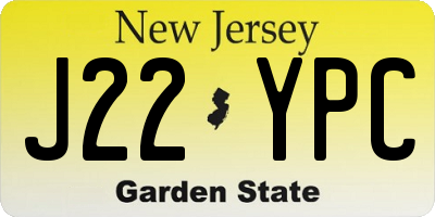 NJ license plate J22YPC
