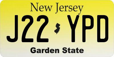 NJ license plate J22YPD