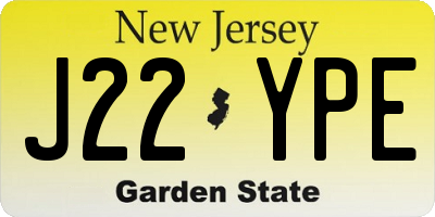 NJ license plate J22YPE