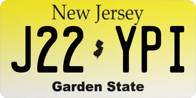 NJ license plate J22YPI