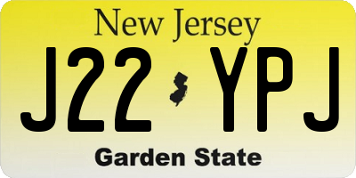 NJ license plate J22YPJ