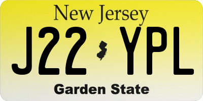 NJ license plate J22YPL