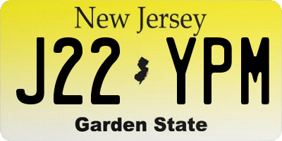 NJ license plate J22YPM