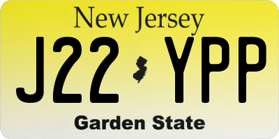 NJ license plate J22YPP