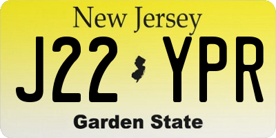 NJ license plate J22YPR