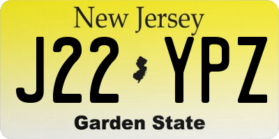 NJ license plate J22YPZ