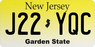 NJ license plate J22YQC
