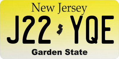NJ license plate J22YQE