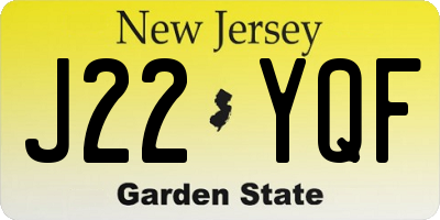 NJ license plate J22YQF