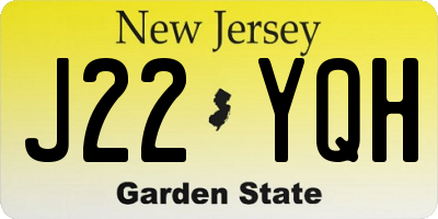 NJ license plate J22YQH