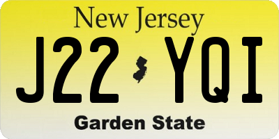 NJ license plate J22YQI