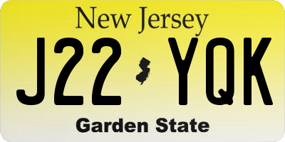 NJ license plate J22YQK