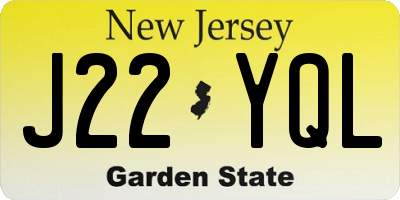 NJ license plate J22YQL