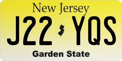 NJ license plate J22YQS