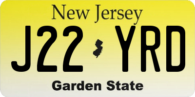 NJ license plate J22YRD