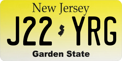 NJ license plate J22YRG