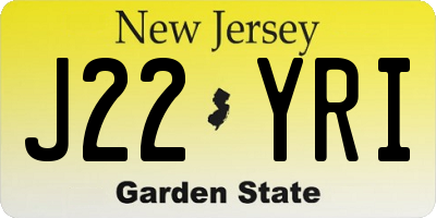 NJ license plate J22YRI