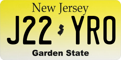 NJ license plate J22YRO