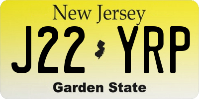 NJ license plate J22YRP