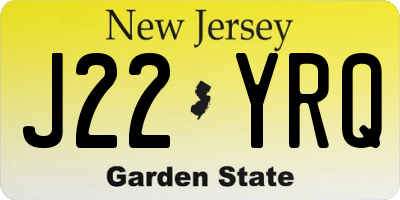NJ license plate J22YRQ