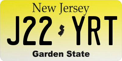 NJ license plate J22YRT