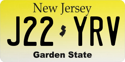 NJ license plate J22YRV