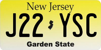 NJ license plate J22YSC