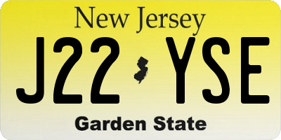 NJ license plate J22YSE