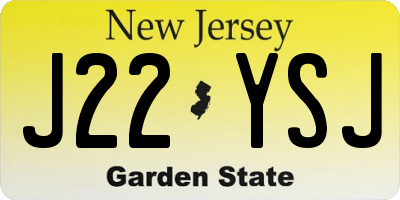 NJ license plate J22YSJ