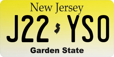 NJ license plate J22YSO