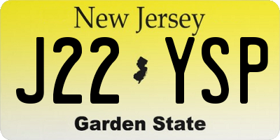 NJ license plate J22YSP