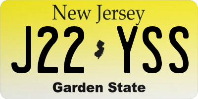 NJ license plate J22YSS