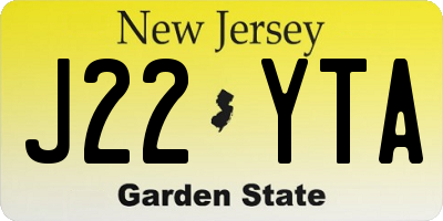 NJ license plate J22YTA