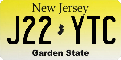 NJ license plate J22YTC